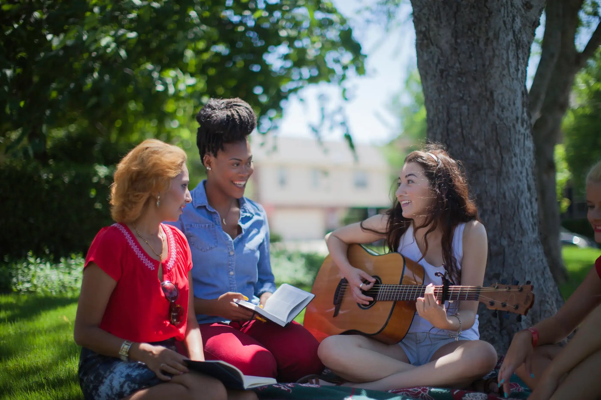 girls outside singing